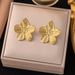 French Court Style Matte Gold Stainless Steel Flower Metal With Advanced Design Sense And Earrings_ipsvogv.com