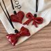 Ancora Red Bowknot Heart Necklace For Women High-end Long Black Rope Choker Accessory Niche Design Sweater Chain_ipsvogv.com