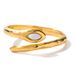 INS Style Personality Gold Stainless Steel White Natural Horse Eye Stone Snake Ring Titanium Steel Ring High Grade No Falling_ipsvogv.com