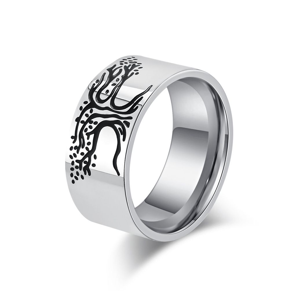 Nordic tree of life titanium steel ring ring men's personality simple trendy hand jewelry_ipsvogv.com