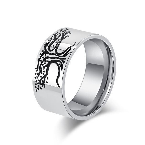 Nordic tree of life titanium steel ring ring men's personality simple trendy hand jewelry_ipsvogv.com