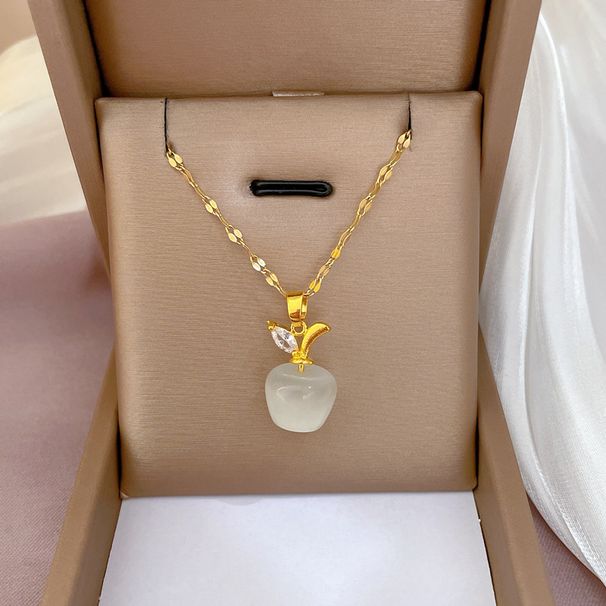 【 Titanium Steel 】 Micro Inlaid Real Gold Full Diamond Cat Eye Necklace, Women's New Clavicle Chain, Light Luxury,_ipsvogv.com
