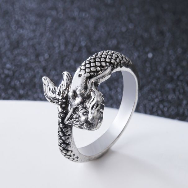 Unisex Jewelry Fashion Retro Old Ring Mermaid Niche Opening Adjustment Design Hip Hop Ring Unisex Hand Jewelry_ipsvogv.com