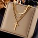 new simple multi layer cross pendant titanium steel metal hip hop fashion all match niche necklace_ipsvogv.com