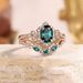 Sanjie Light Luxury Princess Crown Rose Gold Jewelry Inlaid Water Drop Grandmother Green Diamond Ring Female_ipsvogv.com