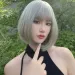 hot selling Grey Bob Synthetic Natural Hair with Fluffy Bangs for Women Short Straight Wigs Heat Resistant Daily Cosplay Wig_ipsvogv.com