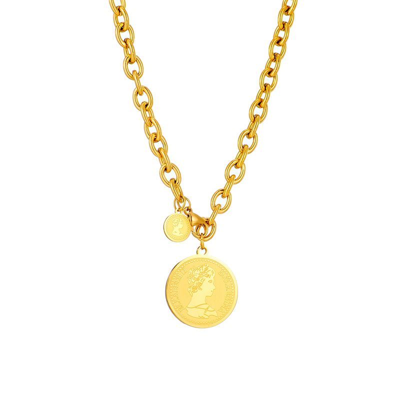 Fashion Personality Retro Portrait Round Brand Titanium Steel Pendant Chain Advand Temperament Cold Wind Simple_ipsvogv.com