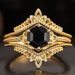 Sanjie French Luxury Style Square Men's And Women's Same Live Set, Personalized Three Set Ring_ipsvogv.com