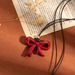 Autumn Winter Burgundy Ribbon Heart Bow Pendant Necklace Light Luxury Ancora Red Versatile Long Sweater Chain_ipsvogv.com