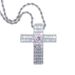 Men's Fashion Cross Pendant Necklace With Love Heart & Zircon, 61cm Silver Chain, Trendy Hip Hop Jewelry Cross Love Zircon Pendant Fashion Necklace_ipsvogv.com