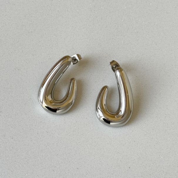 Unisex Hot Selling Real Gold Electroplated Titanium Steel Polished Fish Hook Modern Design Earrings_ipsvogv.com