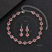 2024 Fashion Flower Inlaid Diamond Bride Wedding Jewelry Necklace Earrings Round Simple Set_ipsvogv.com