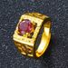Vietnamese Sand Gold Zircon Micro Inlaid Zirconium Brass Gold-plated Men's Ring_ipsvogv.com