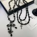 Gothic Punk Style Multi Layered Cross Beaded Necklace Female Long Fashion Hot Girl Clavicle Chain_ipsvogv.com