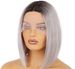 Short Bob 1b/light Grey Middle Part Short Bob 13x4x1 Lace Wig 100% Human Hair Wig_ipsvogv.com