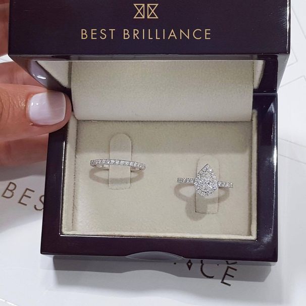 Sanjie Waterdrop Zircon Electroplated White Gold Women's Wedding Ring_ipsvogv.com