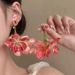 Unisex Burning Rose Flower Tassel Earrings Super Fairy Retro Atmosphere Simulated Petal Earrings Unique And Exaggerated Earrings_ipsvogv.com