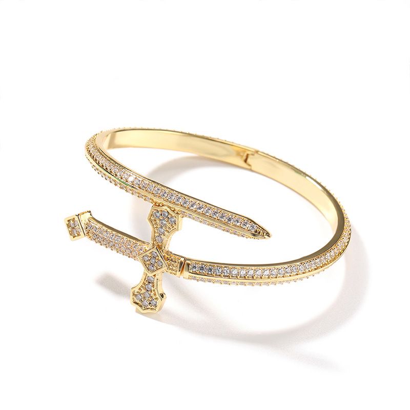 Women's Jewelry Hip Hop Ancient Cute Sword Of Justice Bracelet Copper Inlaid Zircon Full Diamond Trendy All Match Hand Jewelry_ipsvogv.com