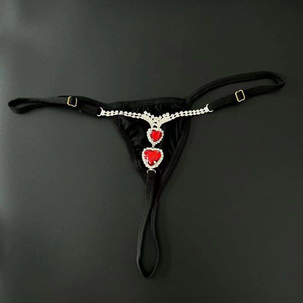Ladies double heart rhinestone body chain sexy thong love panties fashion accessories female body chain_ipsvogv.com