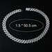 Hip Hop Full Diamond Spring Buckle 15mm Cuban Chain Necklace Personalized Street Dance Motorcycle Men's Cool Accessories_ipsvogv.com