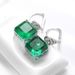 Light Luxury Emerald Green Square Diamond Earrings For Women S925 Silver Inlaid Crack Inclusions Artificial Gemstone Earrings_ipsvogv.com