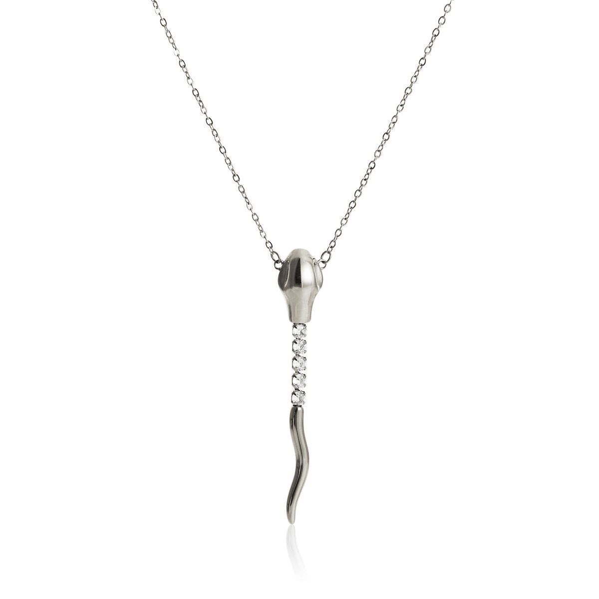 Spot INS Gold Plated Titanium Steel Retro Unique Snake Shaped Zircon Clavicle O Shaped Necklace_ipsvogv.com