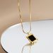 S925 silver black agate square necklace female niche versatile electroplated gold plated light luxury Korean style elegant fashion snake bone chain_ipsvogv.com