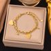 New 2025 Fashion Versatile Gold Stainless Steel Pendant Peach Heart Bracelet Women's Jewelry_ipsvogv.com