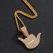 Alloy Full Diamond Lucky Gesture Pendant Personalized Male Hip Hop Cuban Chain Texture Finger Necklace_ipsvogv.com