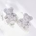 Korean Version Fashionable Full Dia High-end Temperament Acrylic Cute Little Bear Earrings, Sier Needles,_ipsvogv.com