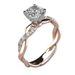 Cao Shi Rose Gold Princess Square Diamond Ladies' Ring Hot Selling Jewelry_ipsvogv.com