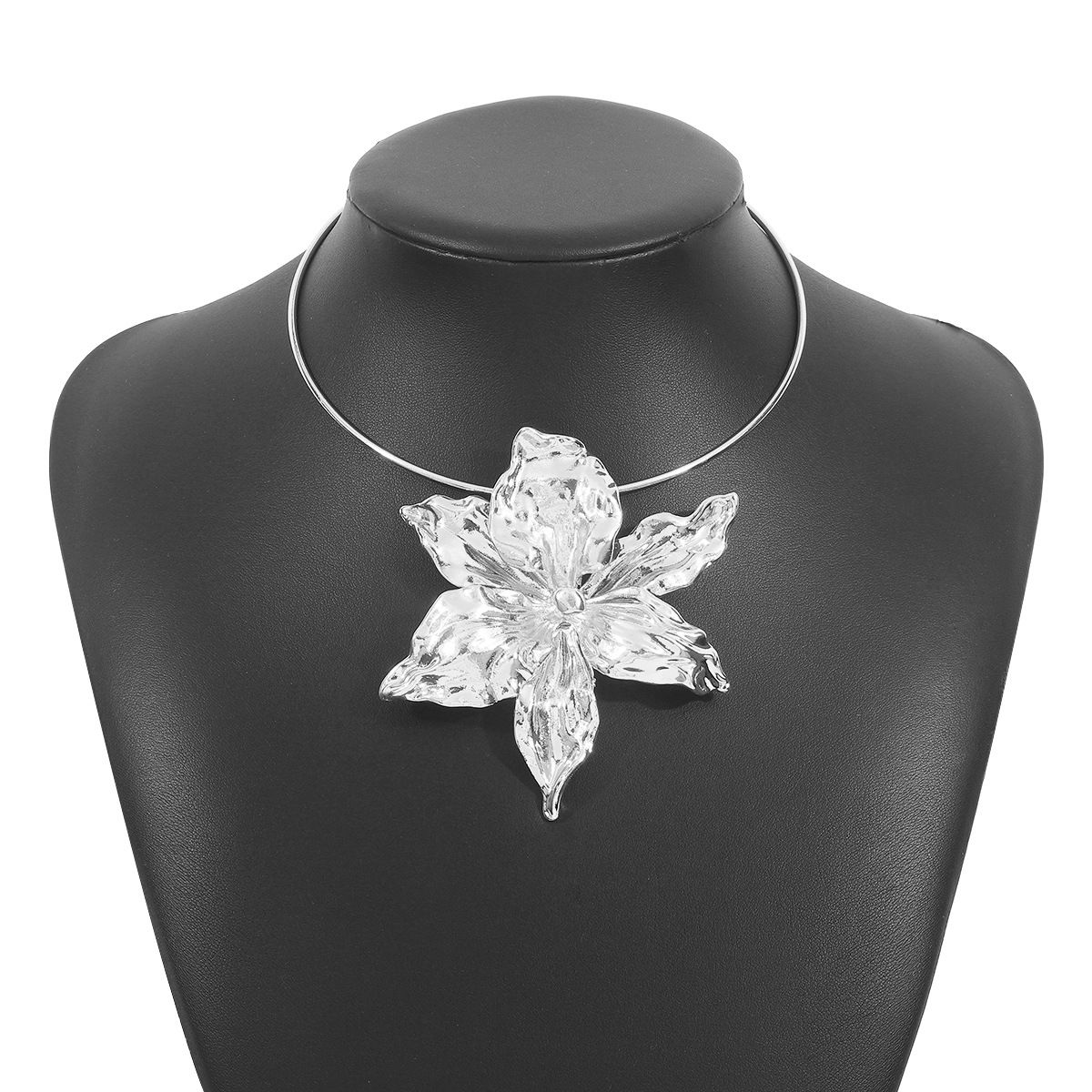 12141 Summer New Alloy Flower Collar ZA Same Style Women's Trendy Exaggerated Necklace_ipsvogv.com