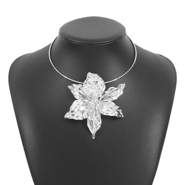 12141 Summer New Alloy Flower Collar ZA Same Style Women's Trendy Exaggerated Necklace_ipsvogv.com