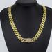 Men’s Jewelry Set Fashion Hip Hop Trendy Cuban Chain With Diamonds 14mm Rhombus Spring Buckle Full Diamond Necklace For Men And Women_ipsvogv.com