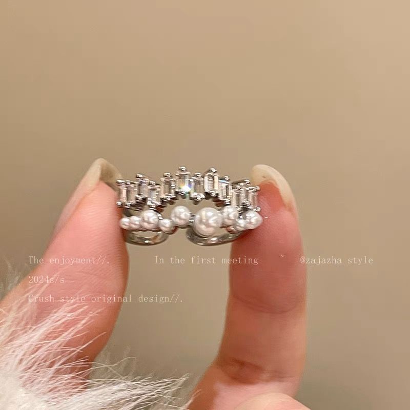 French Copper Zircon Pearl Double-layer For Women, Niche Unique Design, Exquisite, Luxurious And High-end, Index Finger_ipsvogv.com