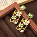 New Chinese flower oil painting series enamel colored women's ethnic style earrings, summer high-end feeling_ipsvogv.com