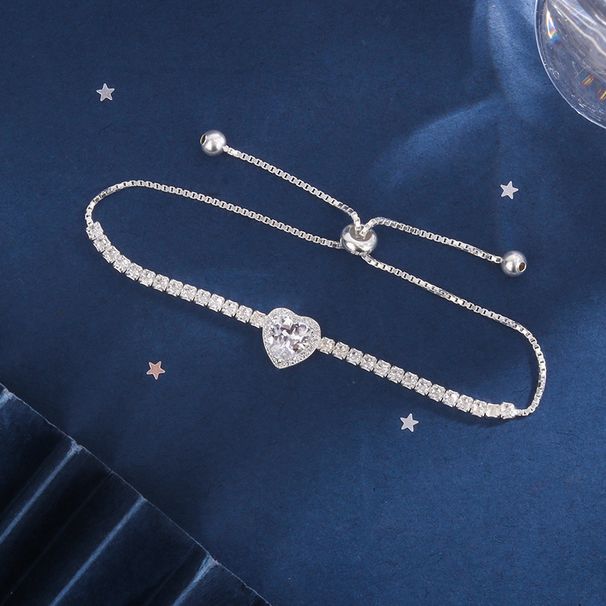 Zircon Crystal Fashion Full Diamond Personalized S Pure Silver Bracelet Women's Shrinkable Pull Handle_ipsvogv.com