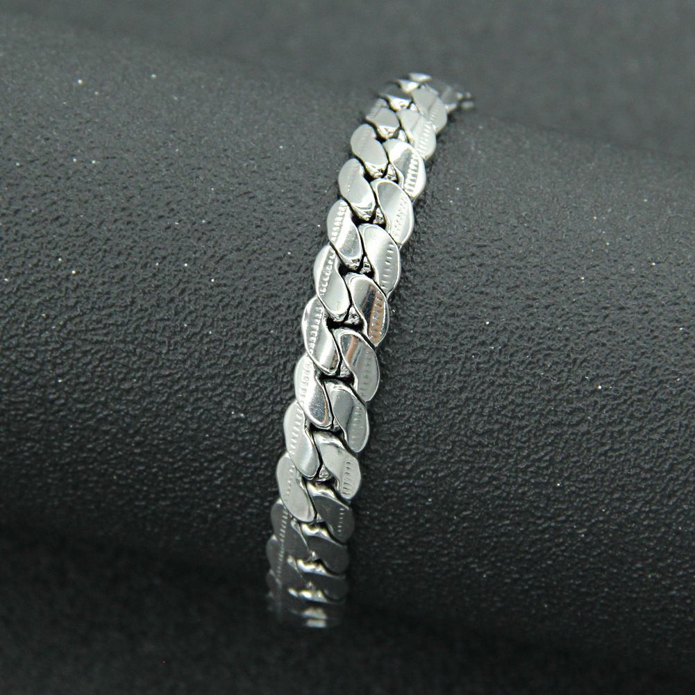 Men and women's personalized pressed edge smooth titanium steel side chain necklace for nightclubs, trampolines, street_ipsvogv.com