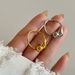 Unisex Real Gold Electroplated Titanium Steel Water Drop Shaped Daily Ring_ipsvogv.com