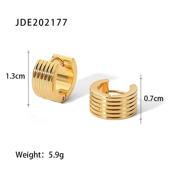 Women's Jewelry Titanium Steel Earrings Jewelry K Gold Wide Ribbed Stainless Steel Earrings Fashionable Personality Earrings_ipsvogv.com