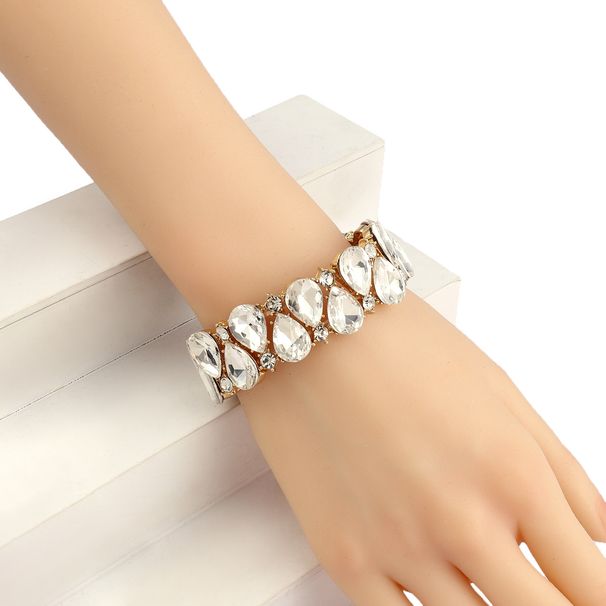Hot Selling Bride Rhinestone Necklace Earrings Bracelet Three-Piece Set Water Drop Pendant Women Jewelry S_ipsvogv.com