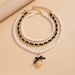 Accessories Fashion Pearl Ribbon Beaded High-end Heart Pendant Necklace Set_ipsvogv.com