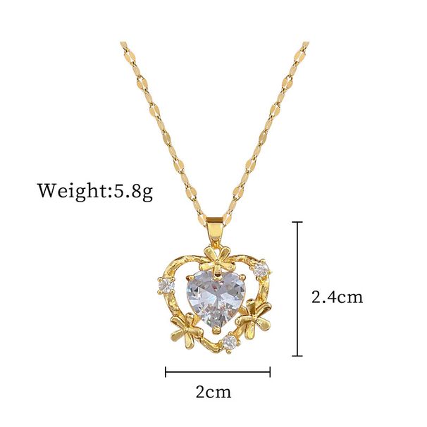 【 Titanium Steel 】 Micro inlaid Necklace Earring Set Light Luxury Love Flower Personalized Temperament Banquet Earrings_ipsvogv.com