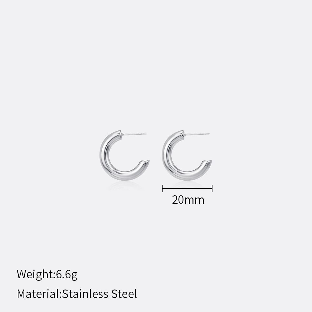 Women’s Jewelry Set Fashion Fashion 20/25/30/40/50mm Simple Plain Hoop Earrings For Women Internet Celebrity INS Hoop Stainless Steel Earrings_ipsvogv.com
