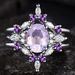 women's Three Piece Ring Set With Amethyst Zircon Inlay, Wedding And Engagement Accessories_ipsvogv.com