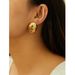 Metal Style INS Geometric Oval Spiral S Silver Needle Gold Button Design Sense Earrings_ipsvogv.com