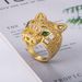 Hiphop Copper Inlaid Zircon Domineering Men's And Women's Closed Mouth Super Sparkling Large Full Leopard Head Ring_ipsvogv.com