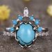 Sanjie Jewelry: High End Ethnic Style Turquoise Ring, Inlaid Fashion Pair Ring_ipsvogv.com