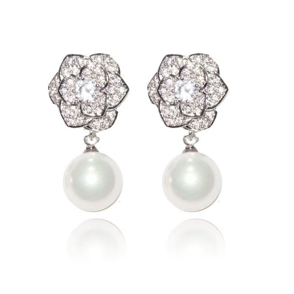 Cao Shi Rose Pearl Earrings, Women's Mountain Camellia, Lady Princess Jewelry, Fashionable And Elegant Style_ipsvogv.com