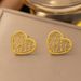 New Hollow Line Design Peach Light Luxury And Niche Lace Patterns, Titanium Steel Heart Earrings, Jewelry_ipsvogv.com